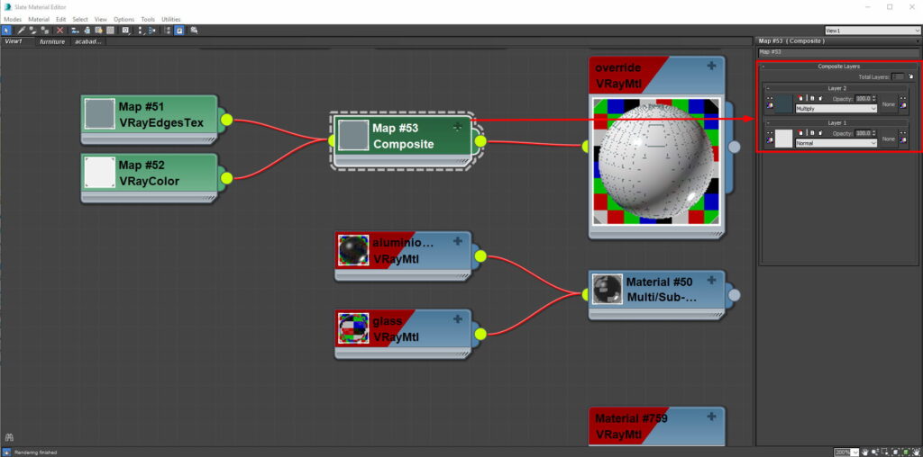 Composite utilizado en vray material básico para nuestra maqueta virtual de 3ds max