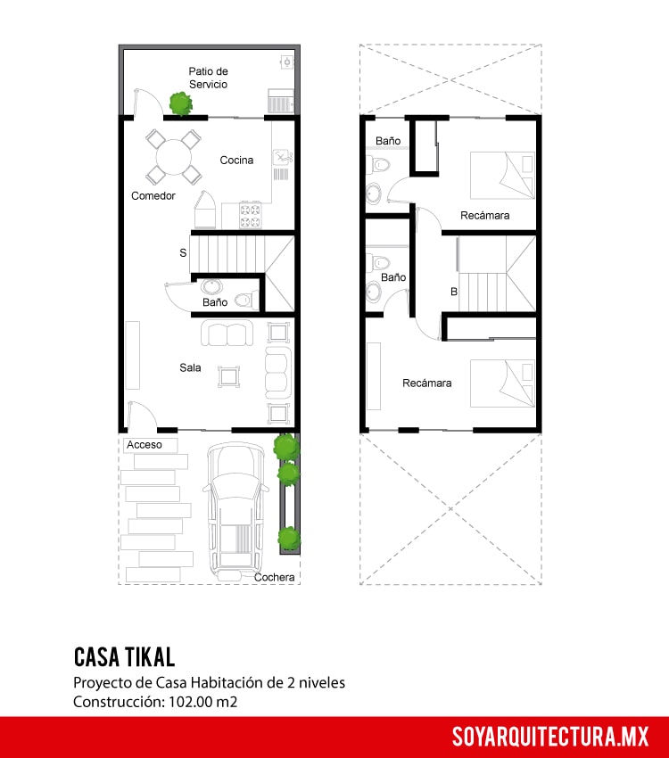 Los planos de la casa Tikal se distribuyen en dos niveles