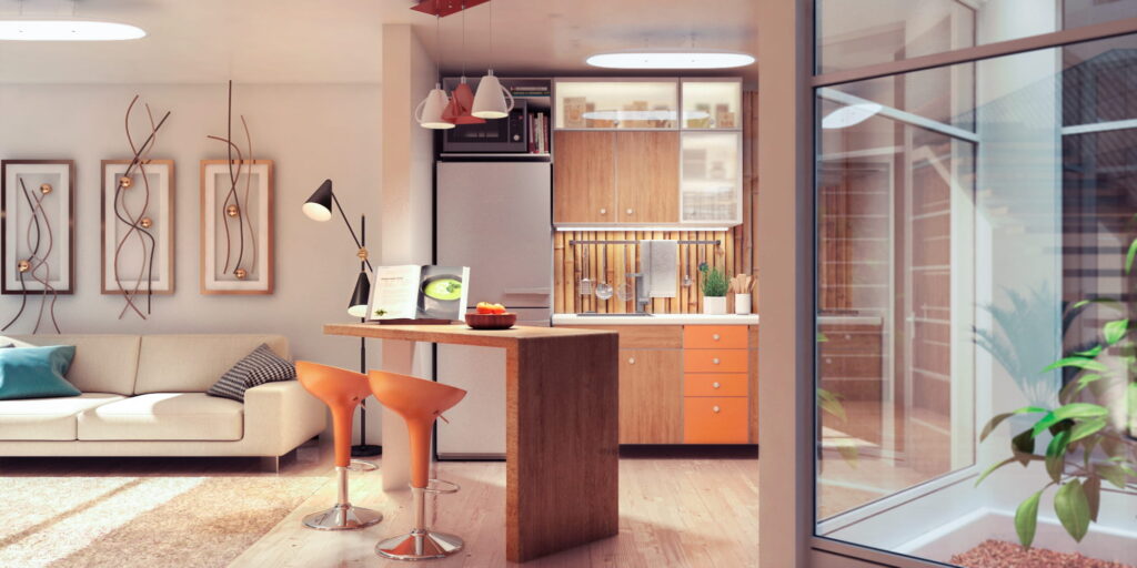 Cocina de casa pequeña, diseño de interiores, renders, servicios de arquitectos, planos de casas, diseño de casas